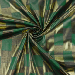SALE Tissue Lame Check Fabric 5972 Gold-Teal, by the yard