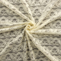 SALE Stripe Crochet Knit Lace Fabric 6365 Ivory, by the yard