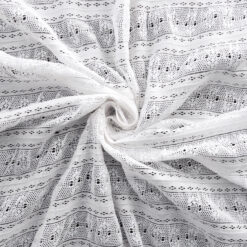 SALE Stripe Pucker Stretch Lace Fabric 6367 White, by the yard