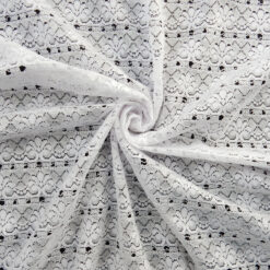 SALE Stripe Crochet Knit Lace Fabric 6368 White, by the yard