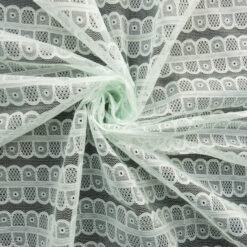 SALE Stripe Geometric Lace Fabric 6374 Pale Mint, by the yard