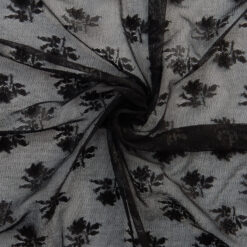 SALE Stretch Re-Embroidered Lace Fabric 5836 Black, by the yard