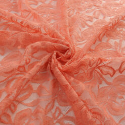 SALE Stretch Re-Embroidered Lace Fabric 5840 Coral, by the yard