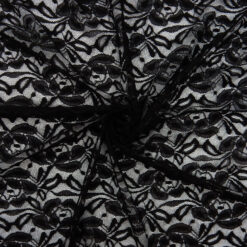 SALE Stretch Re-Embroidered Lace Fabric 5842 Black, by the yard