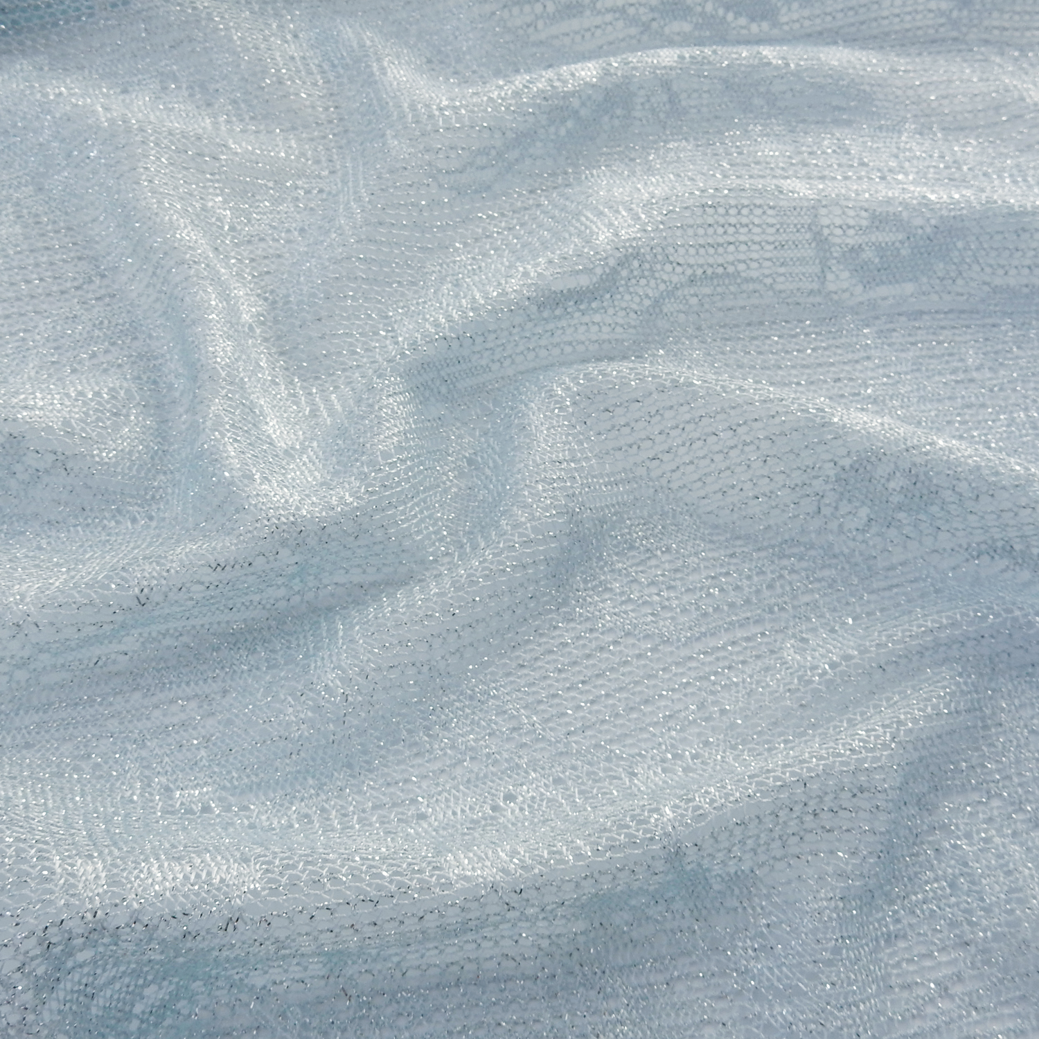 SALE Metallic Stretch Lace Fabric 6320 Ice Blue, by the yard - Image 3