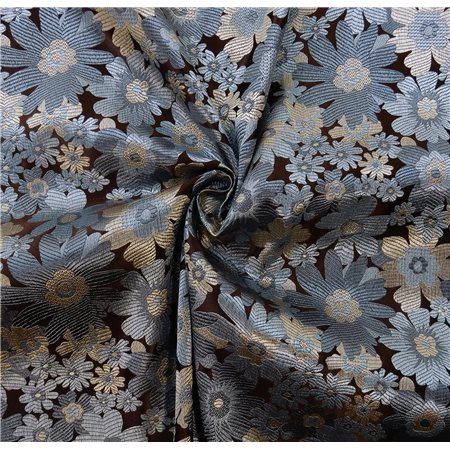 30" Silk Brocade Fabric Poppies 32 Blue Mist 15 yard bolt
