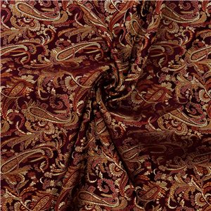 30" Silk Brocade Fabric Paisley 38 Wine 15 yard bolt