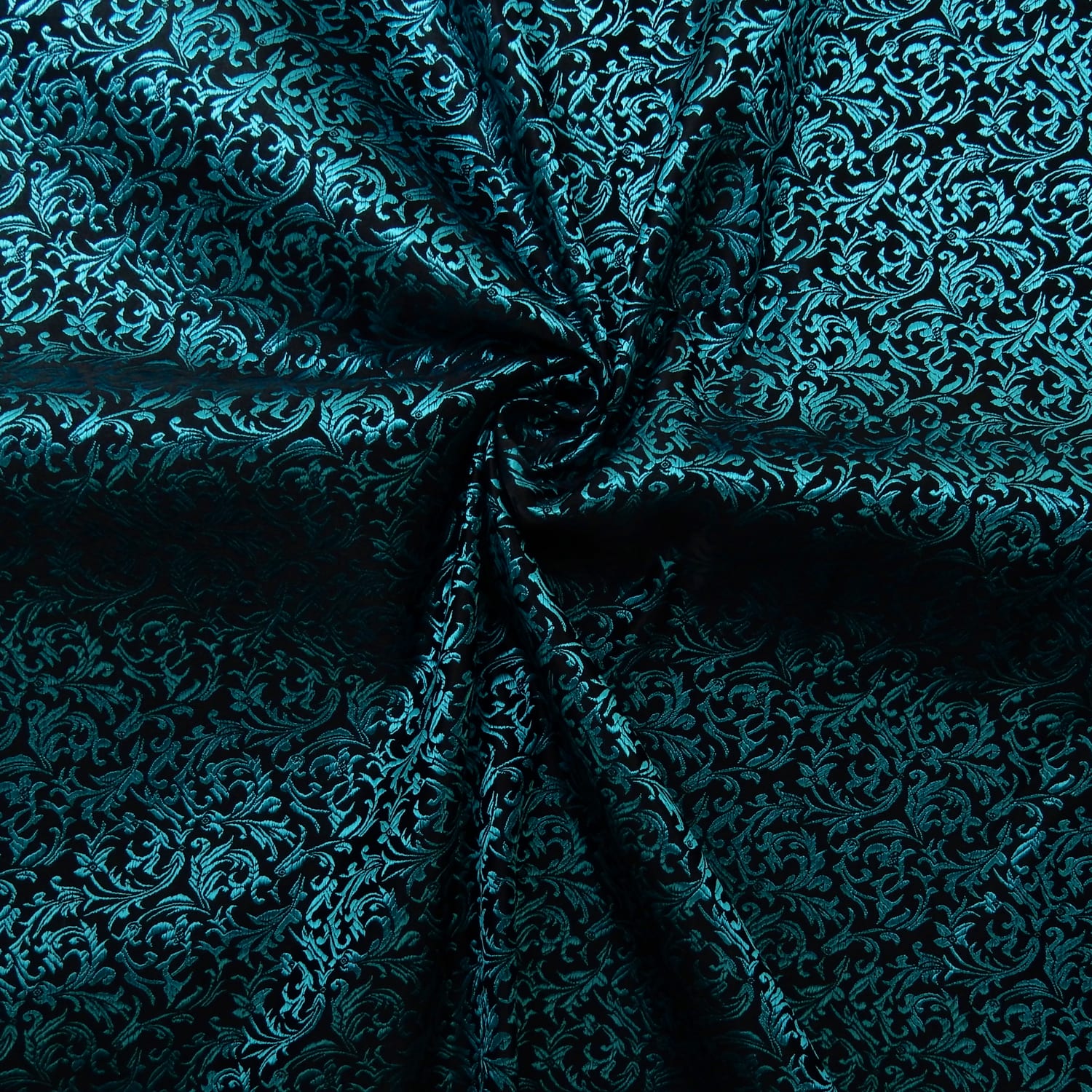 30" Silk Brocade Fabric Trellis 60 Peacock/Black 15 yard bolt