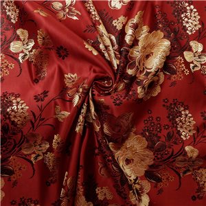 30" Silk Brocade Fabric Floral 62 Red 15 yard bolt