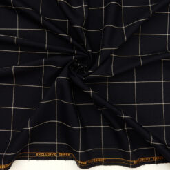 Super 110s Wool Fabric Windowpane 22 Navy-White, by the yard