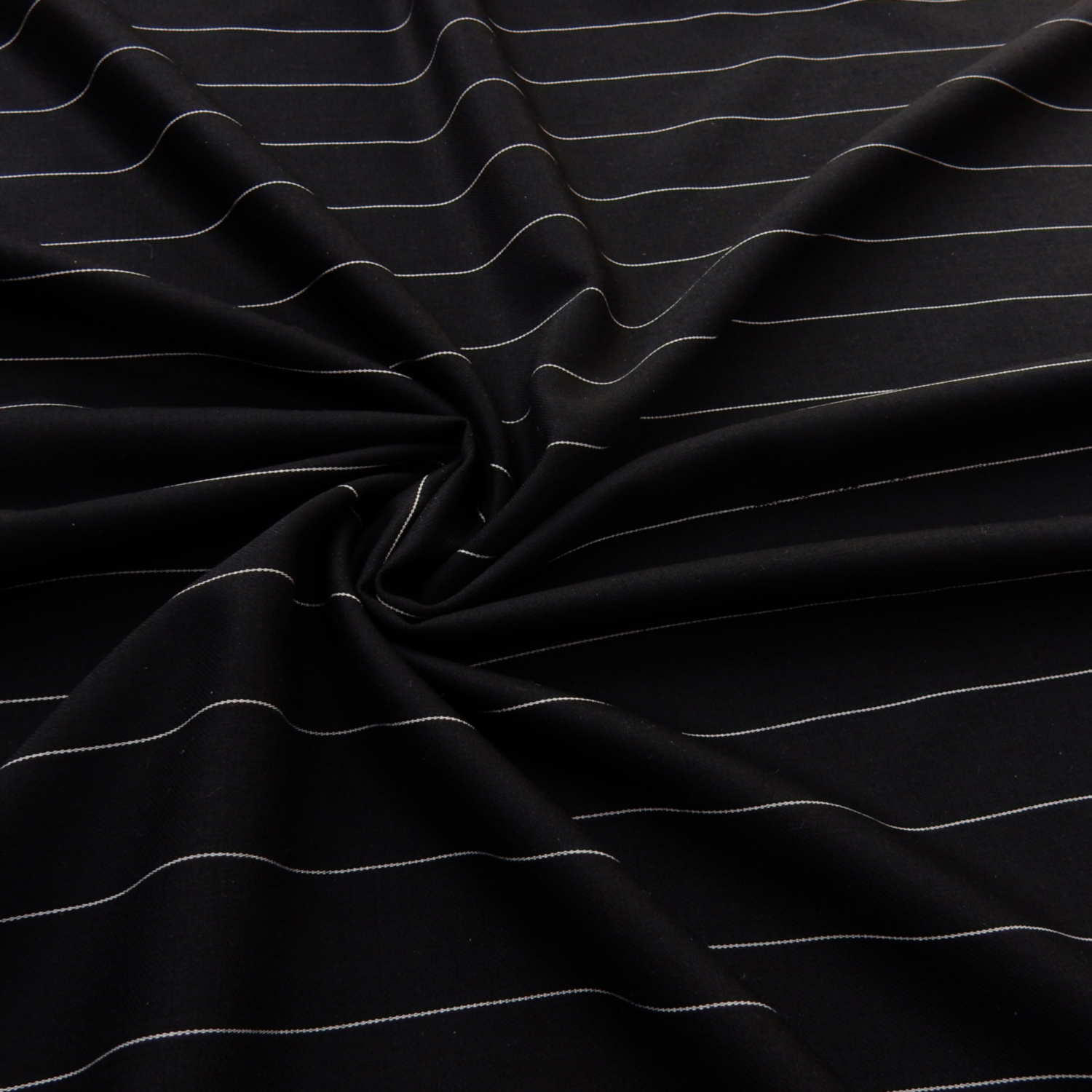 Super 110s Wool Fabric Stripe 25 Black-White, by the yard - Image 2