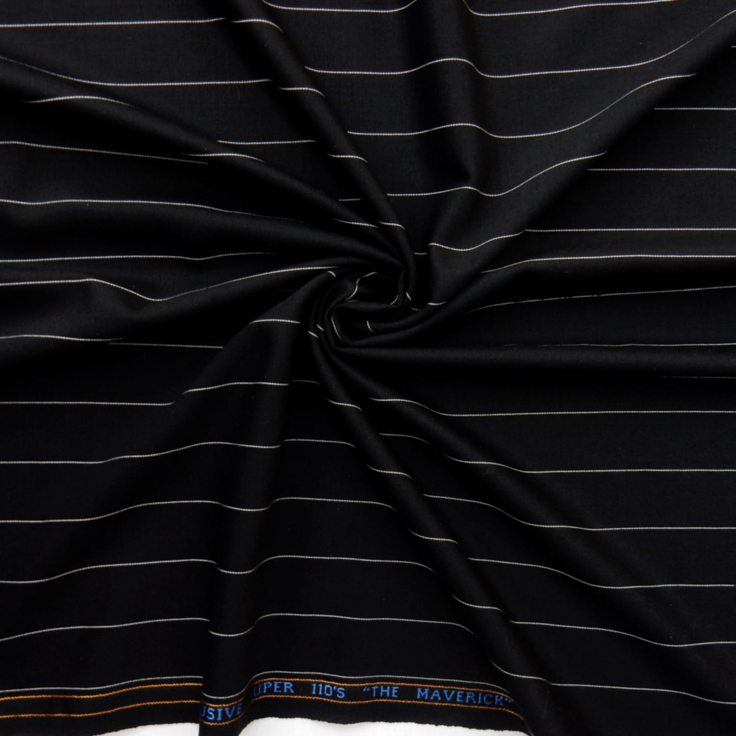 Super 110s Wool Fabric Stripe 25 Black-White, by the yard