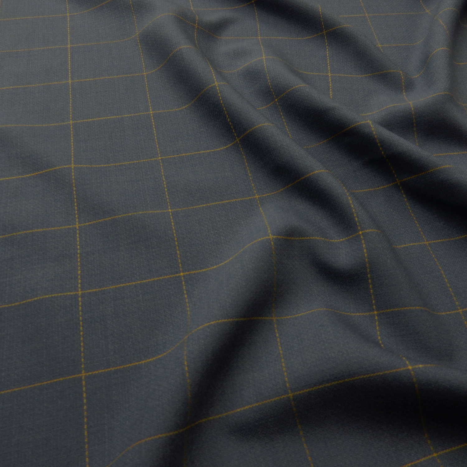 Super 110s Wool Fabric Windowpane 40 Smoky Blue, by the yard - Image 3