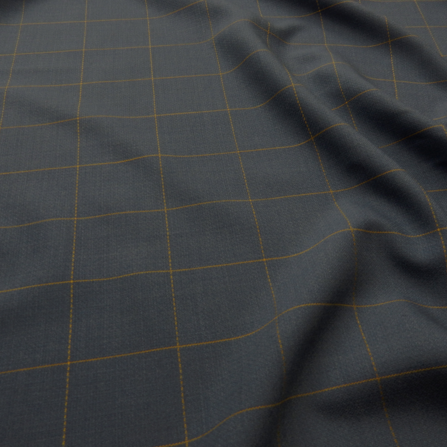 Super 110s Wool Fabric Windowpane 40 Smoky Blue, by the yard - Image 2