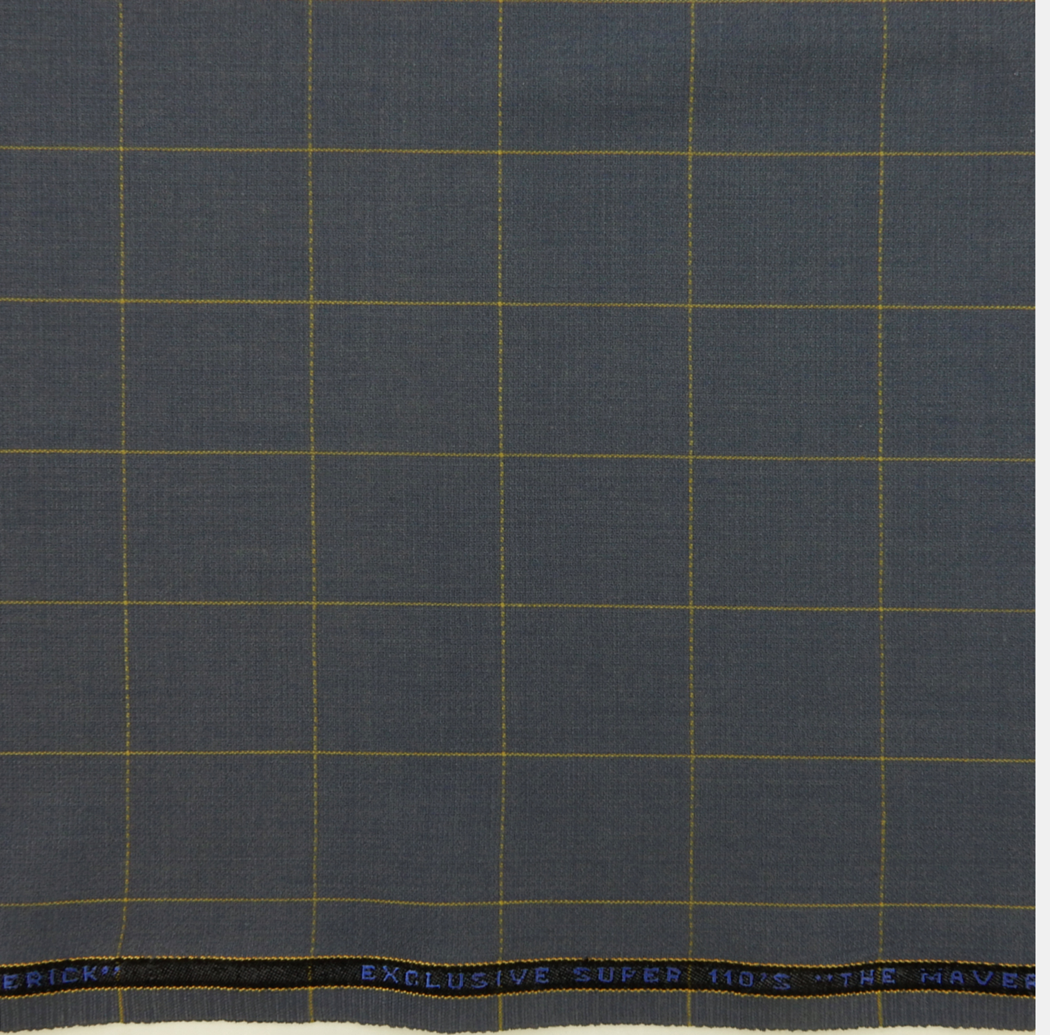 Super 110s Wool Fabric Windowpane 40 Smoky Blue, by the yard - Image 4
