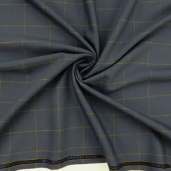 Super 110s Wool Fabric Windowpane 40 Smoky Blue, by the yard