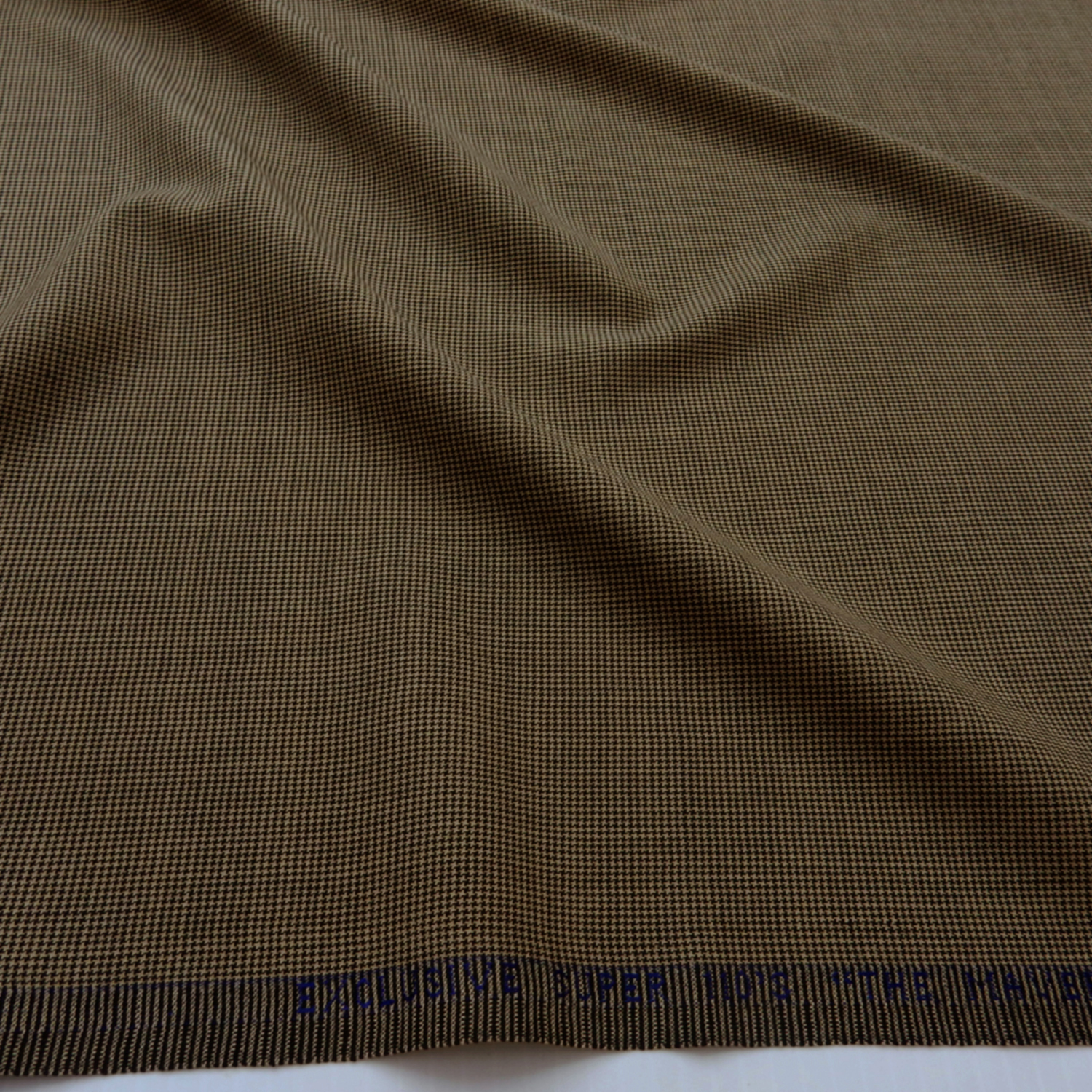 Super 110s Wool Fabric Herringbone 49 Beige-Black, by the yard - Image 4