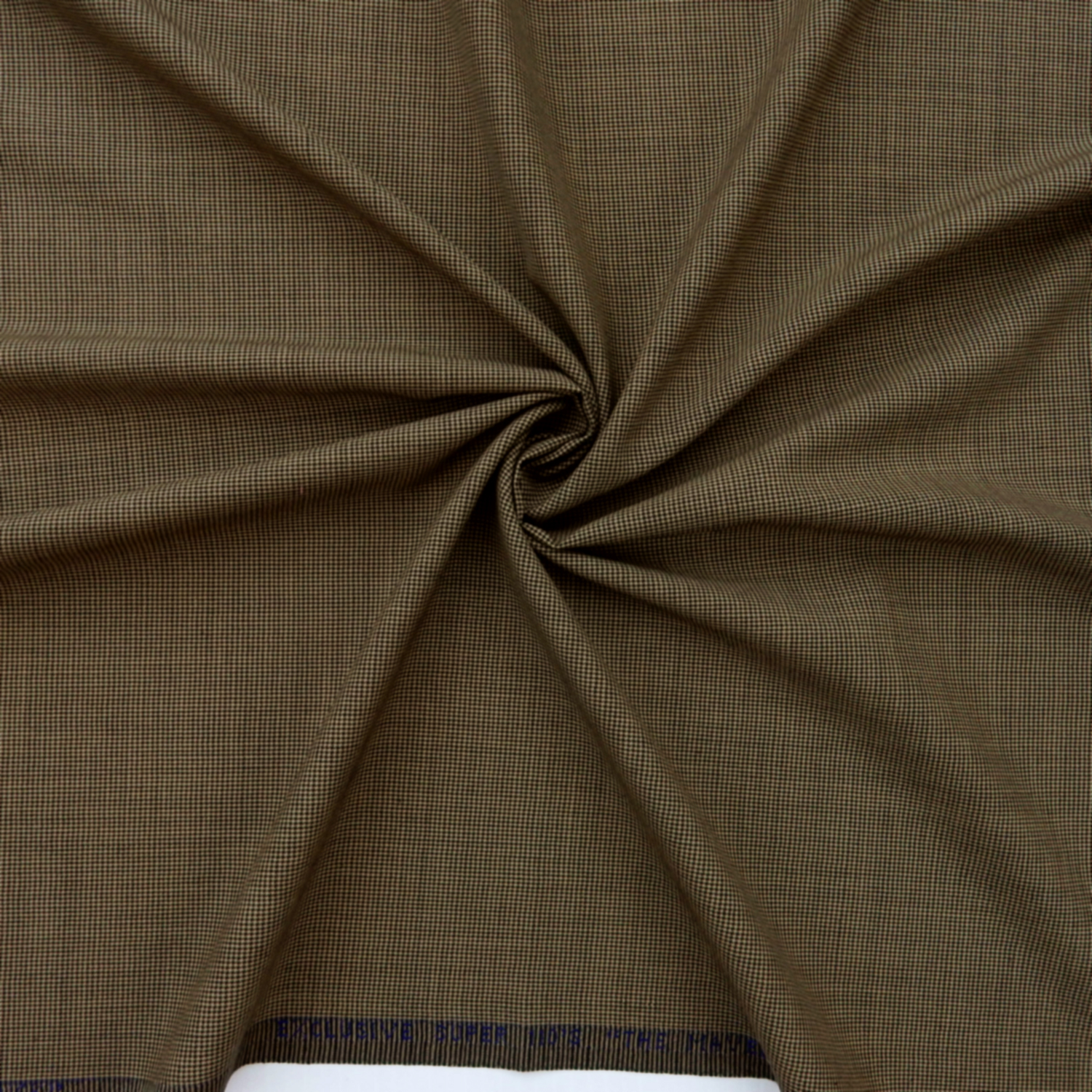 Super 110s Wool Fabric Herringbone 49 Beige-Black, by the yard