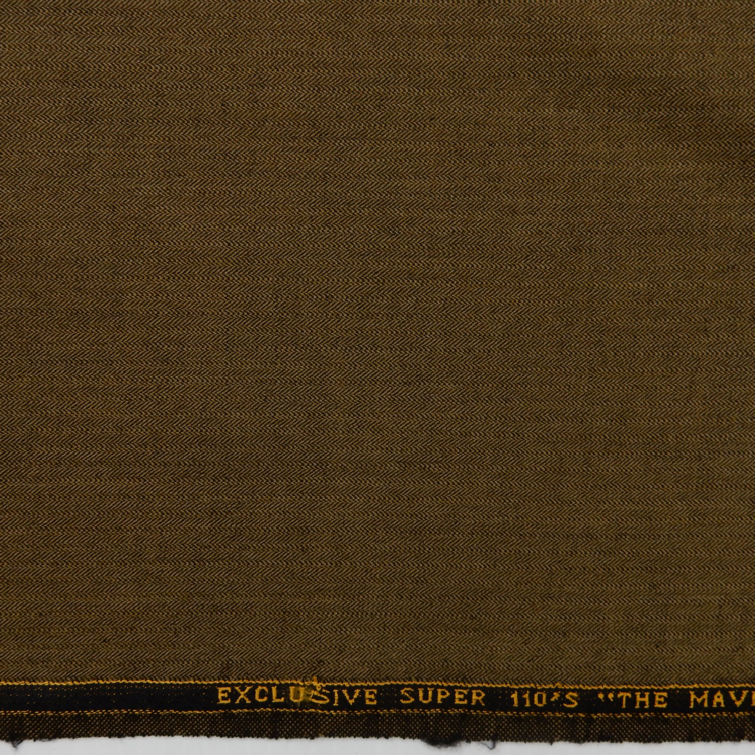 Super 110s Wool Fabric Herringbone 51 Khaki-Brown, by the yard - Image 4