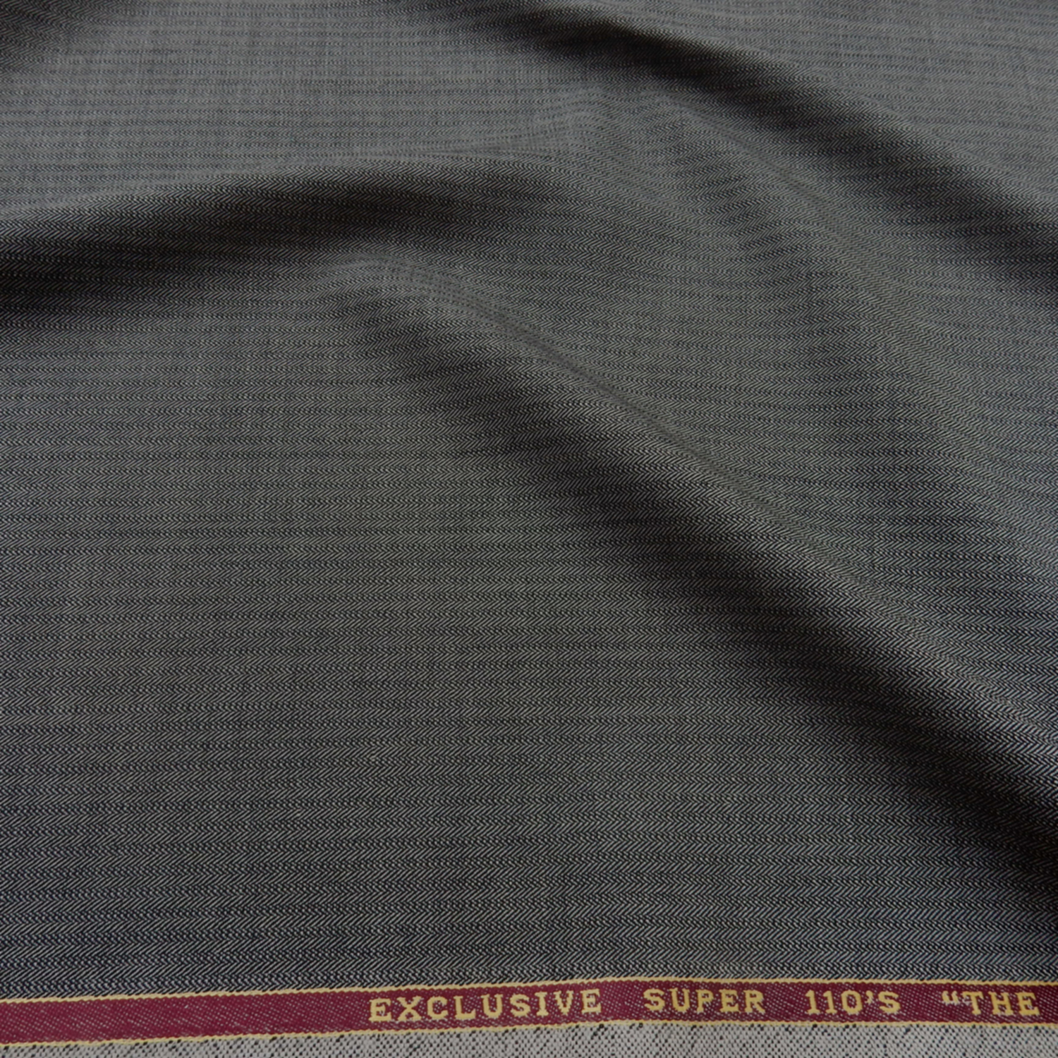 Super 110s Wool Fabric Herringbone 53 Black-Gray, by the yard - Image 4