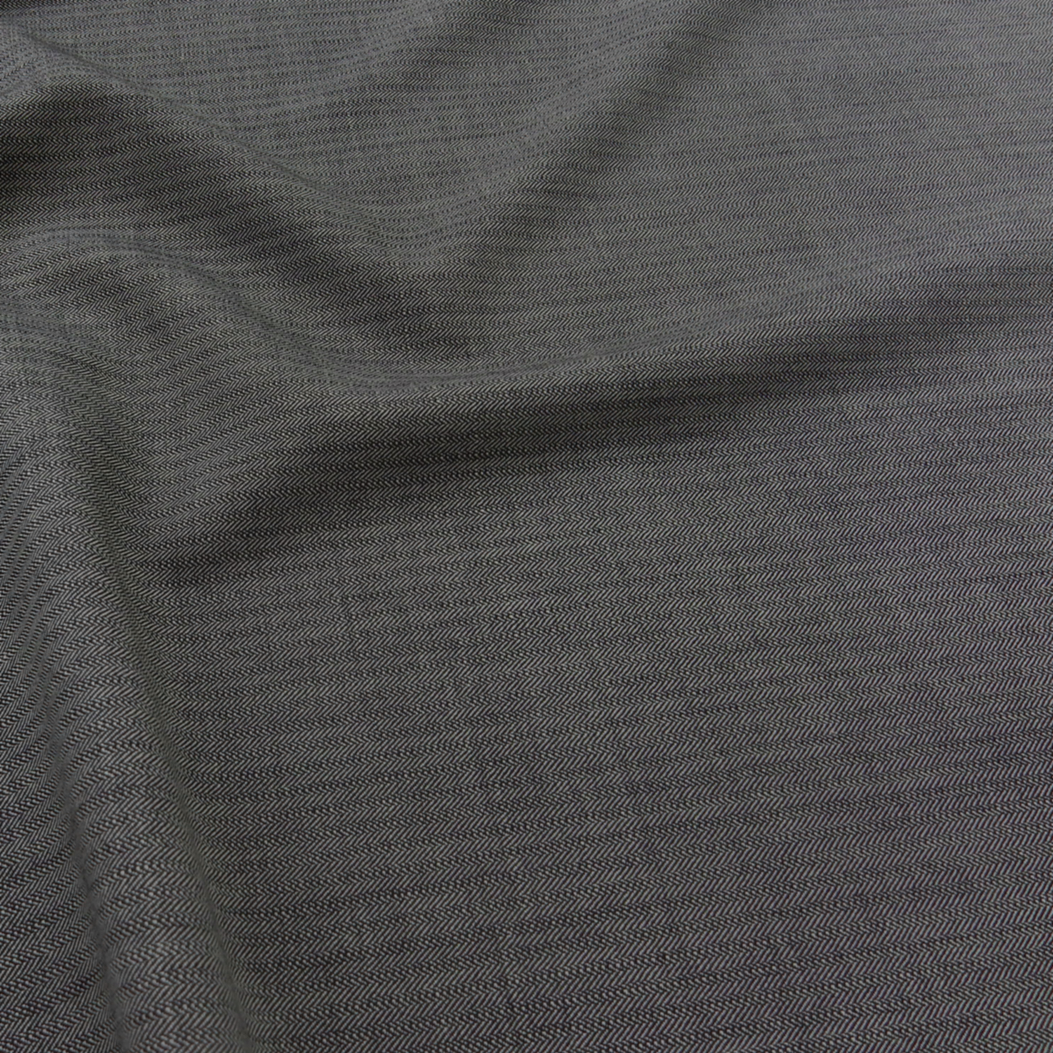Super 110s Wool Fabric Herringbone 53 Black-Gray, by the yard - Image 3