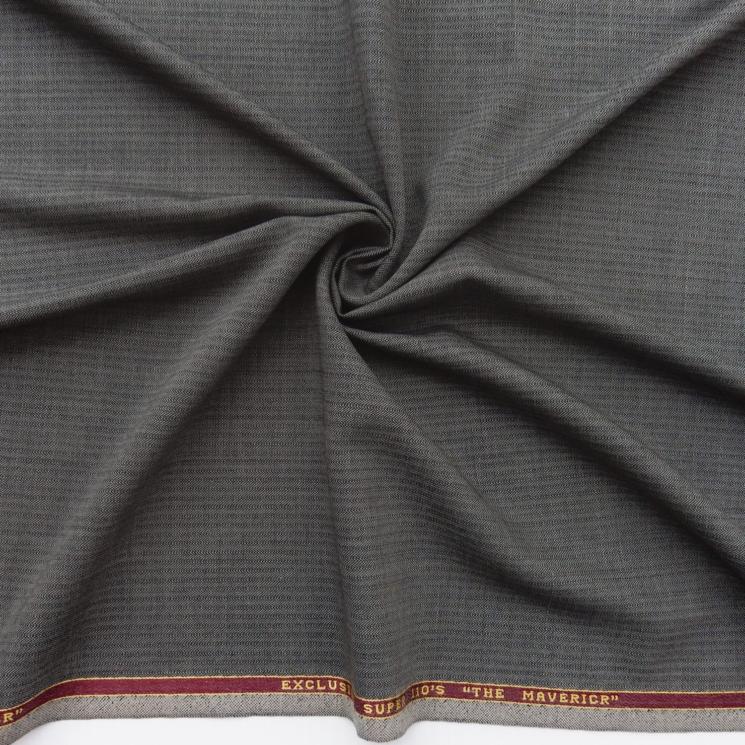 Super 110s Wool Fabric Herringbone 53 Black-Gray, by the yard