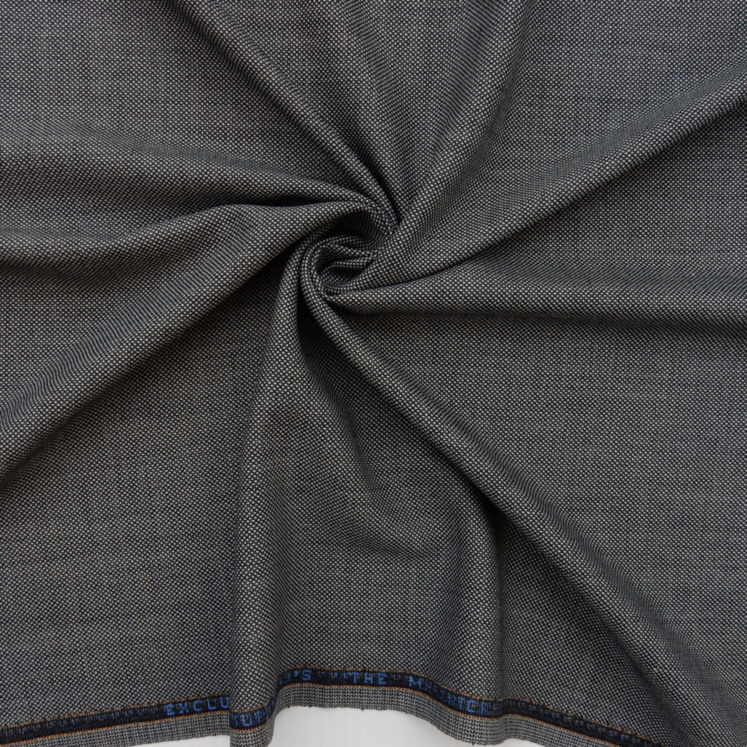 Super 110s Wool Fabric Tweed 55 Black-Gray, by the yard