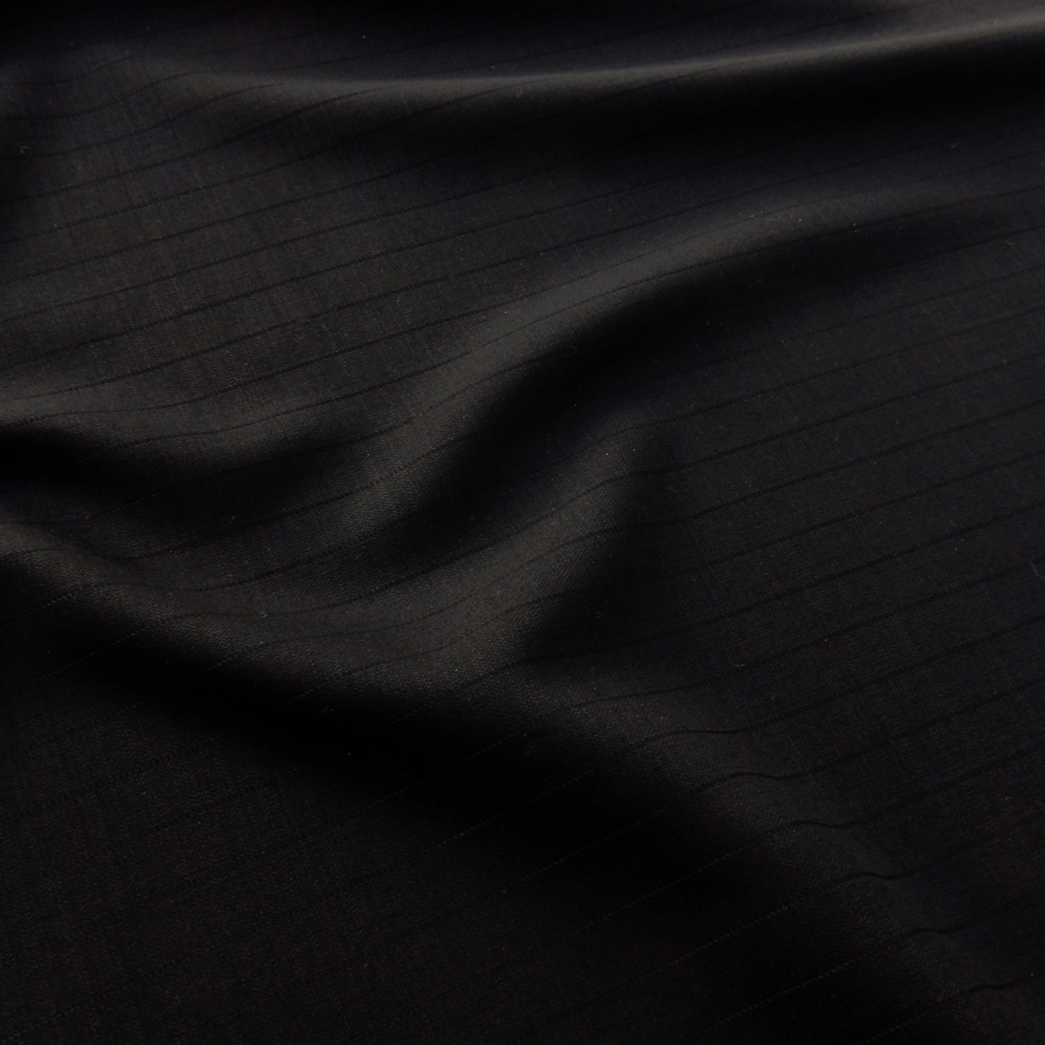 Super 150s Wool Fabric 26 Pinstripe Black on Black, by the yard - Image 4