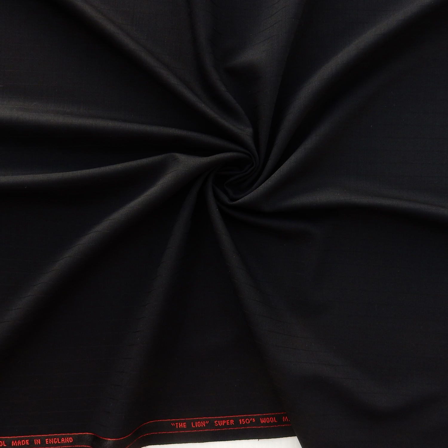 Super 150s Wool Fabric 26 Pinstripe Black on Black, by the yard