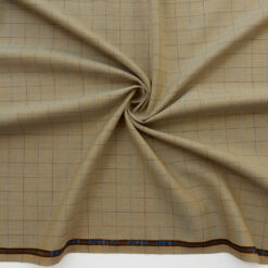 Super 100s Wool Fabric 12 Check Heather Beige, by the yard