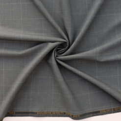 Super 100s Wool Fabric 21 Windowpane Heather Gray, by the yard
