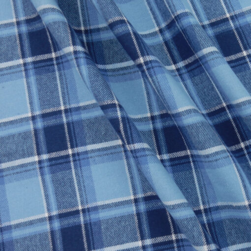 Flannel Yarn Dyed Plaid Fabric Barry Blue draped 2