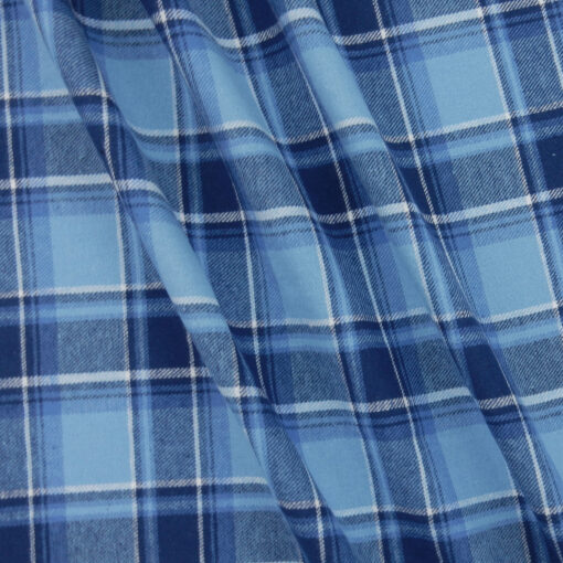 Flannel Yarn Dyed Plaid Fabric Barry Blue draped
