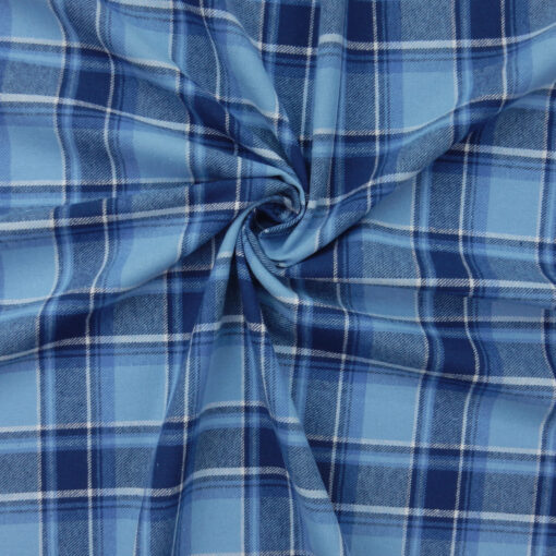 Flannel Yarn Dyed Plaid Fabric Barry Blue swirl