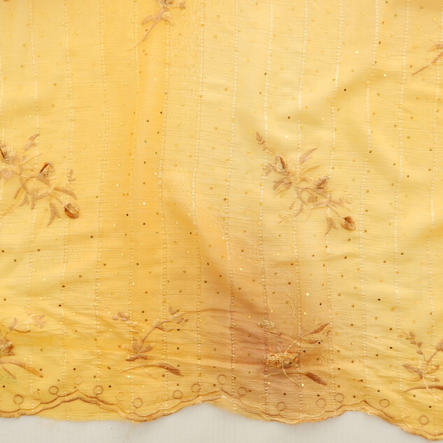 SALE Hologram & Embroidered Border Chiffon Fabric 6582 Champagne, by the yard - Image 3