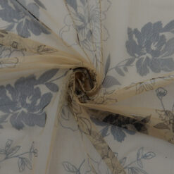 SALE Sparkle Floral Stretch Mesh Fabric 6594 Taupe-Black, by the yard