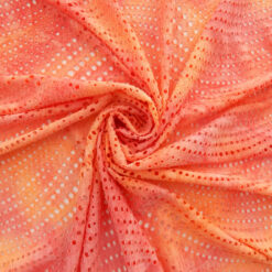 SALE Laser Cut Embroidered Jersey Fabric 6631 Coral, by the yard
