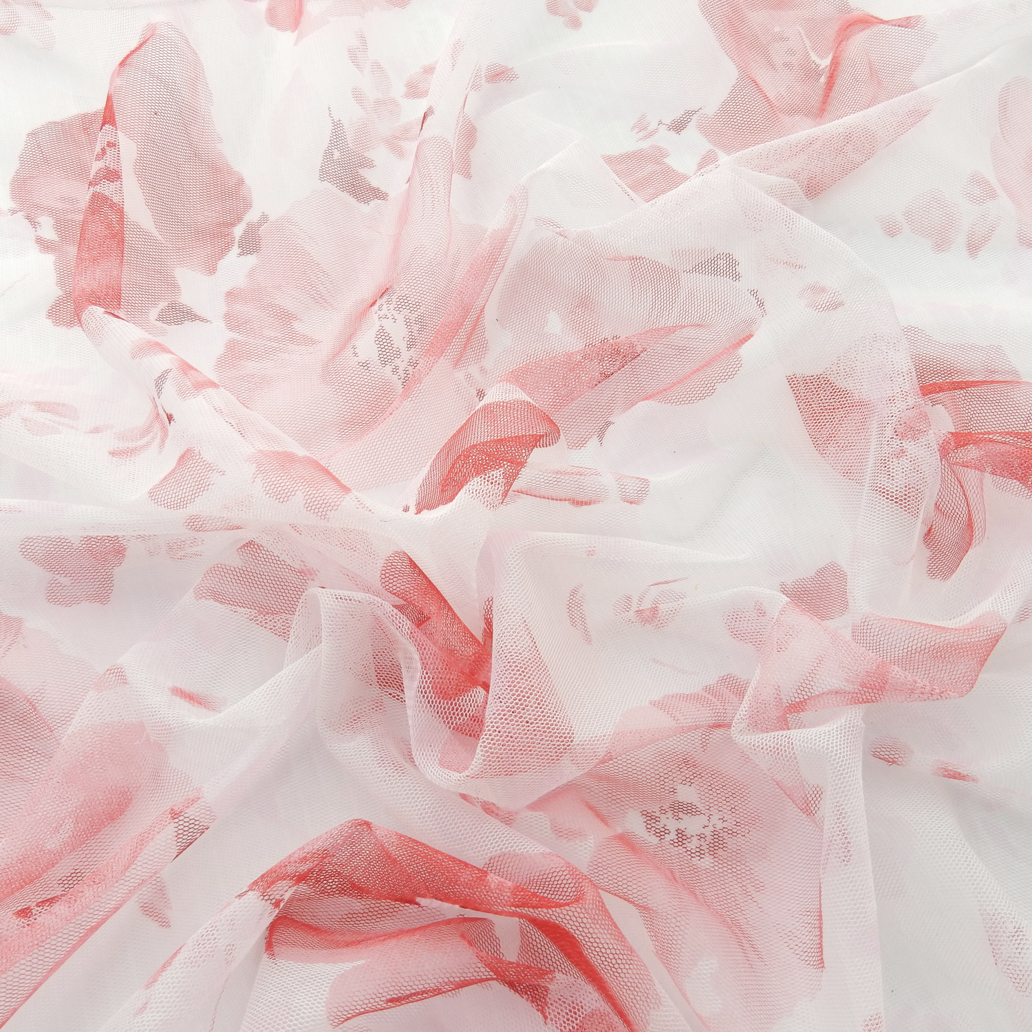 SALE Floral Stretch Mesh Fabric 6694 Poppy-White, by the yard - Image 5