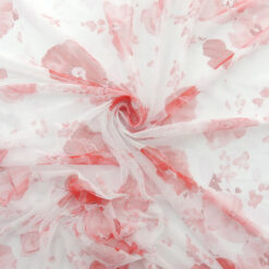 SALE Floral Stretch Mesh Fabric 6694 Poppy-White, by the yard