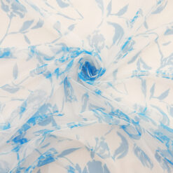 SALE Floral Stretch Mesh Fabric 6705 Peacock-White, by the yard