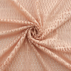 SALE Stretch Geometric Crochet Lace Fabric 6709 Blush, by the yard