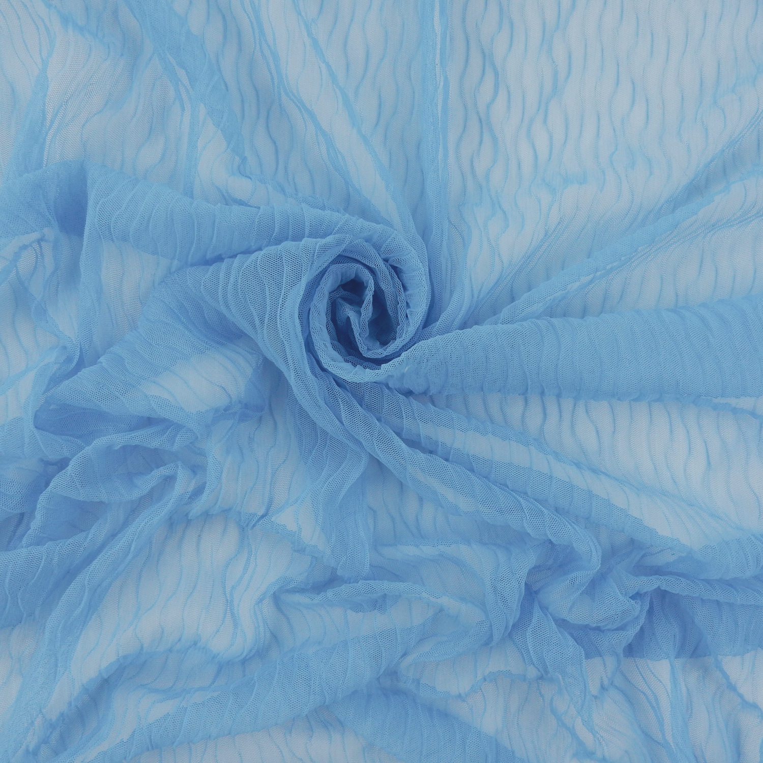 SALE Pleated Stretch Mesh Fabric 6722 Cornflower Blue, by the yard - Image 3