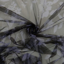 SALE Sparkle Floral Stretch Mesh Fabric 6726 Purple-Black, by the yard