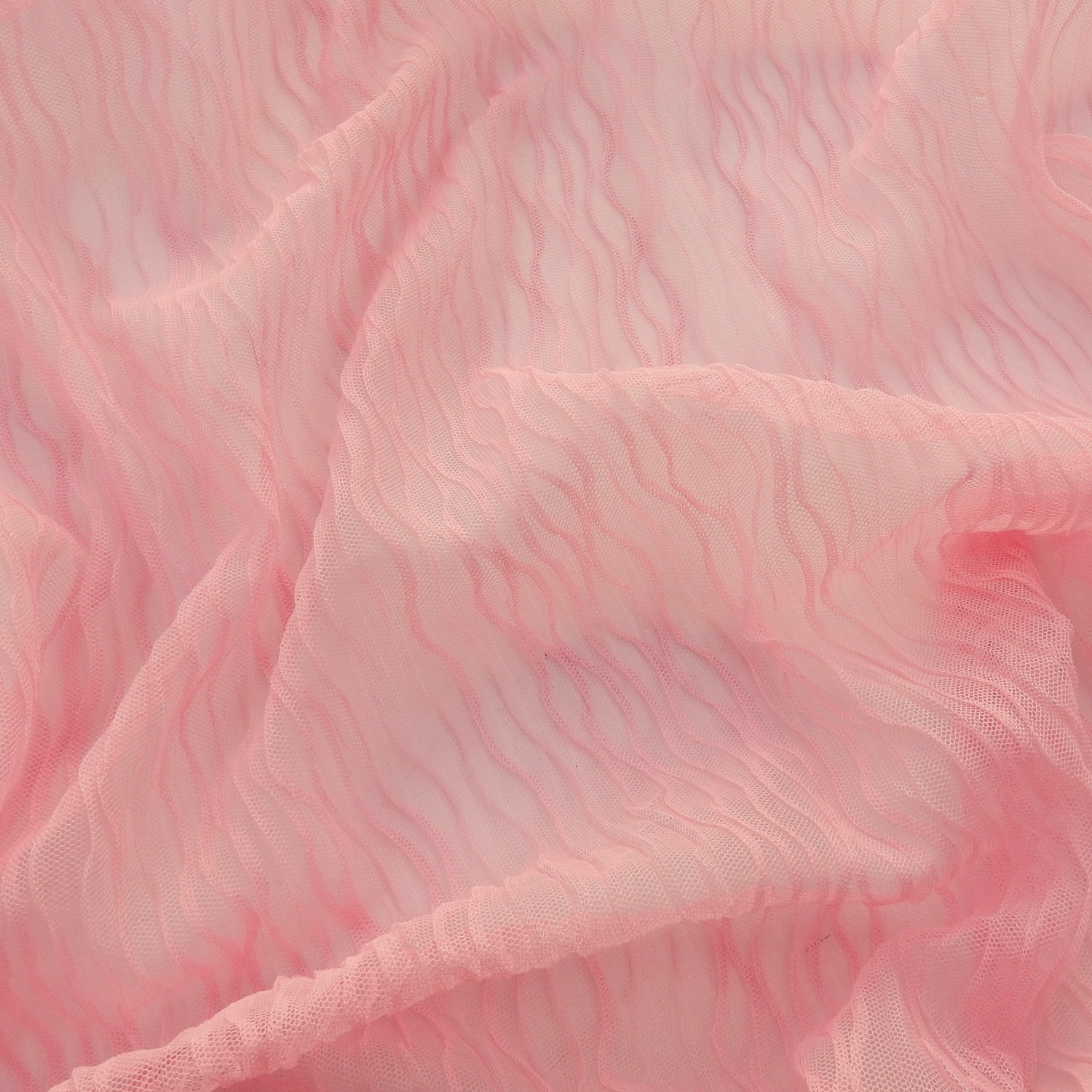 1 Yard SALE - Pleated Stretch Mesh Fabric SC14 Pink - Image 5
