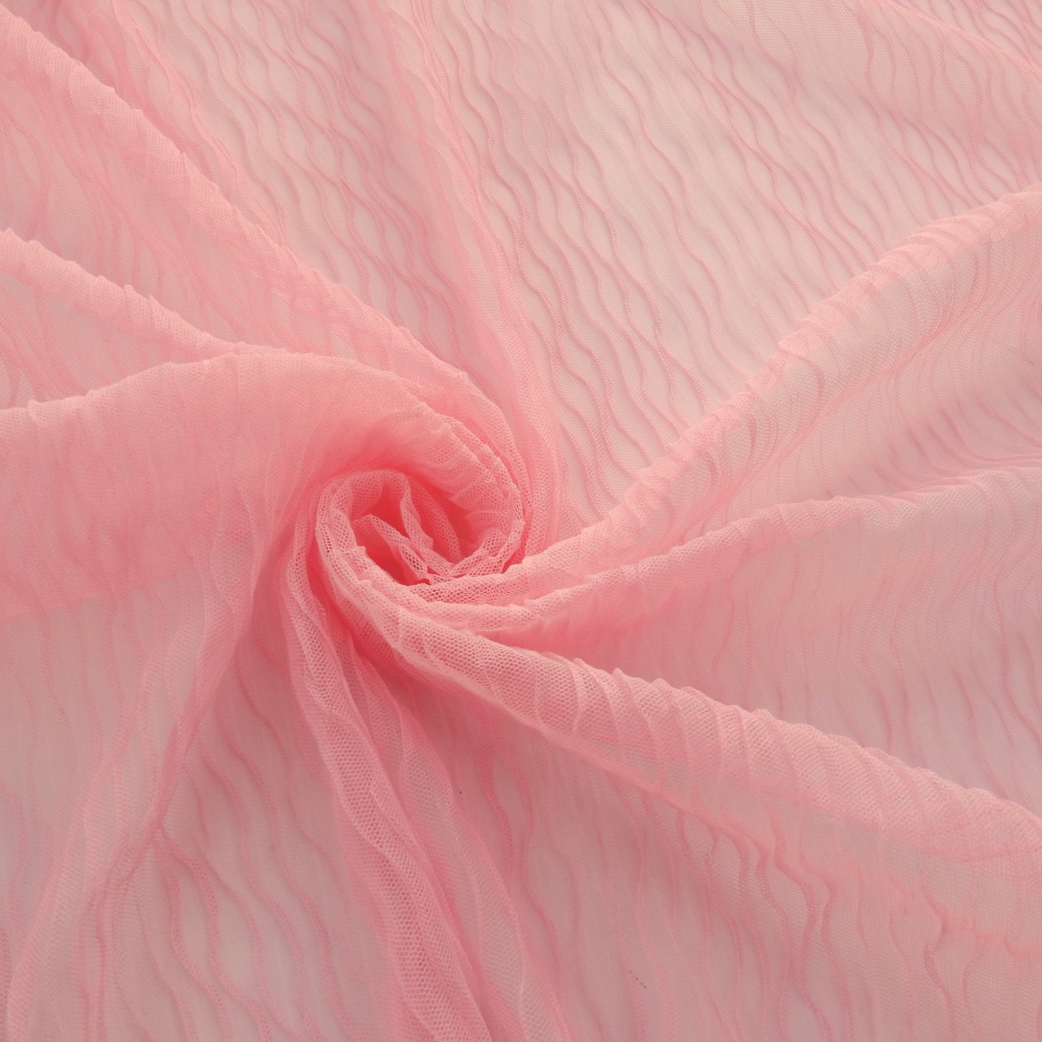 1 Yard SALE - Pleated Stretch Mesh Fabric SC14 Pink - Image 3