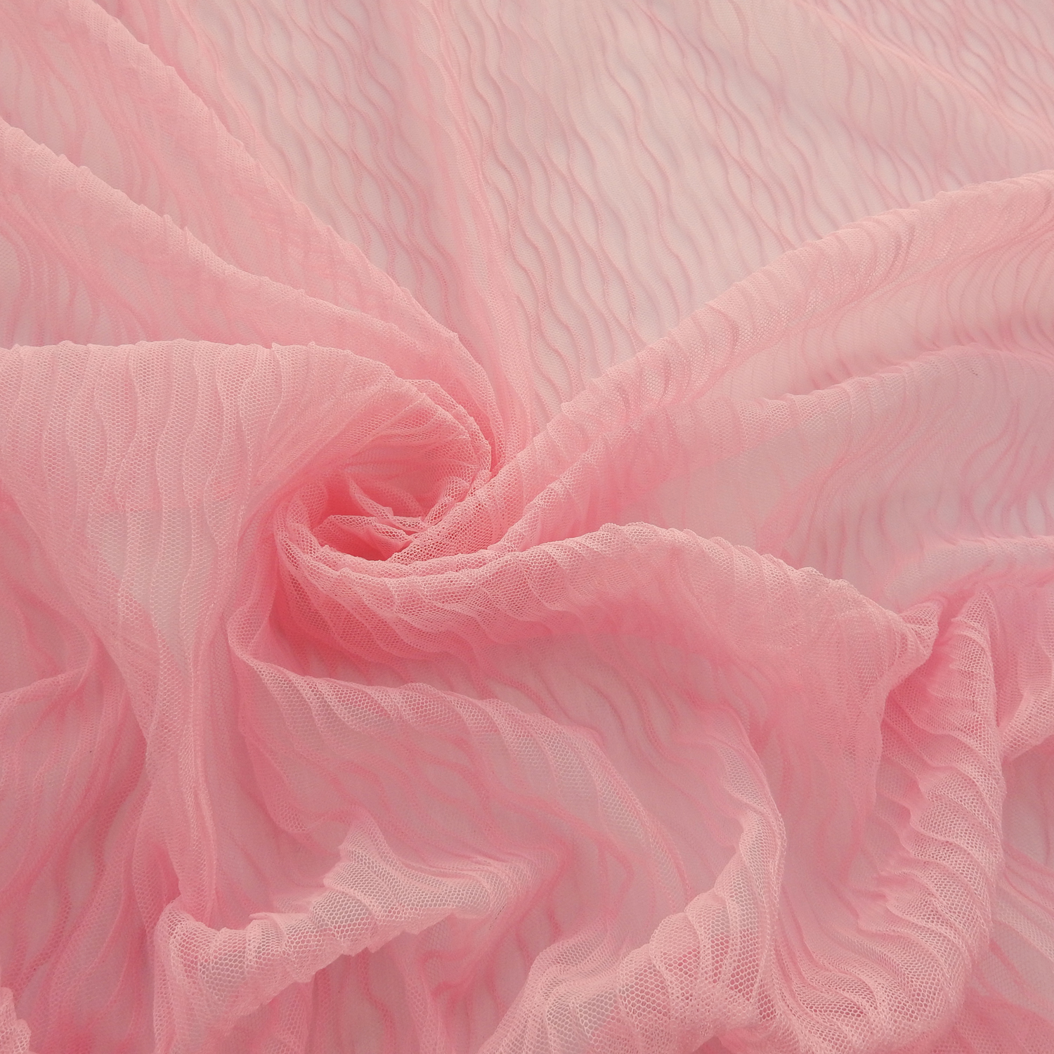 1 Yard SALE - Pleated Stretch Mesh Fabric SC14 Pink - Image 2