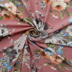 9 Yards SALE Floral Printed Jersey Knit Fabric XS127 Old Rose