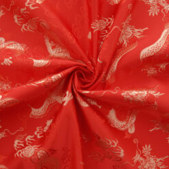 60" Chinese Brocade Fabric Dragon Fire Red 35 yard bolt