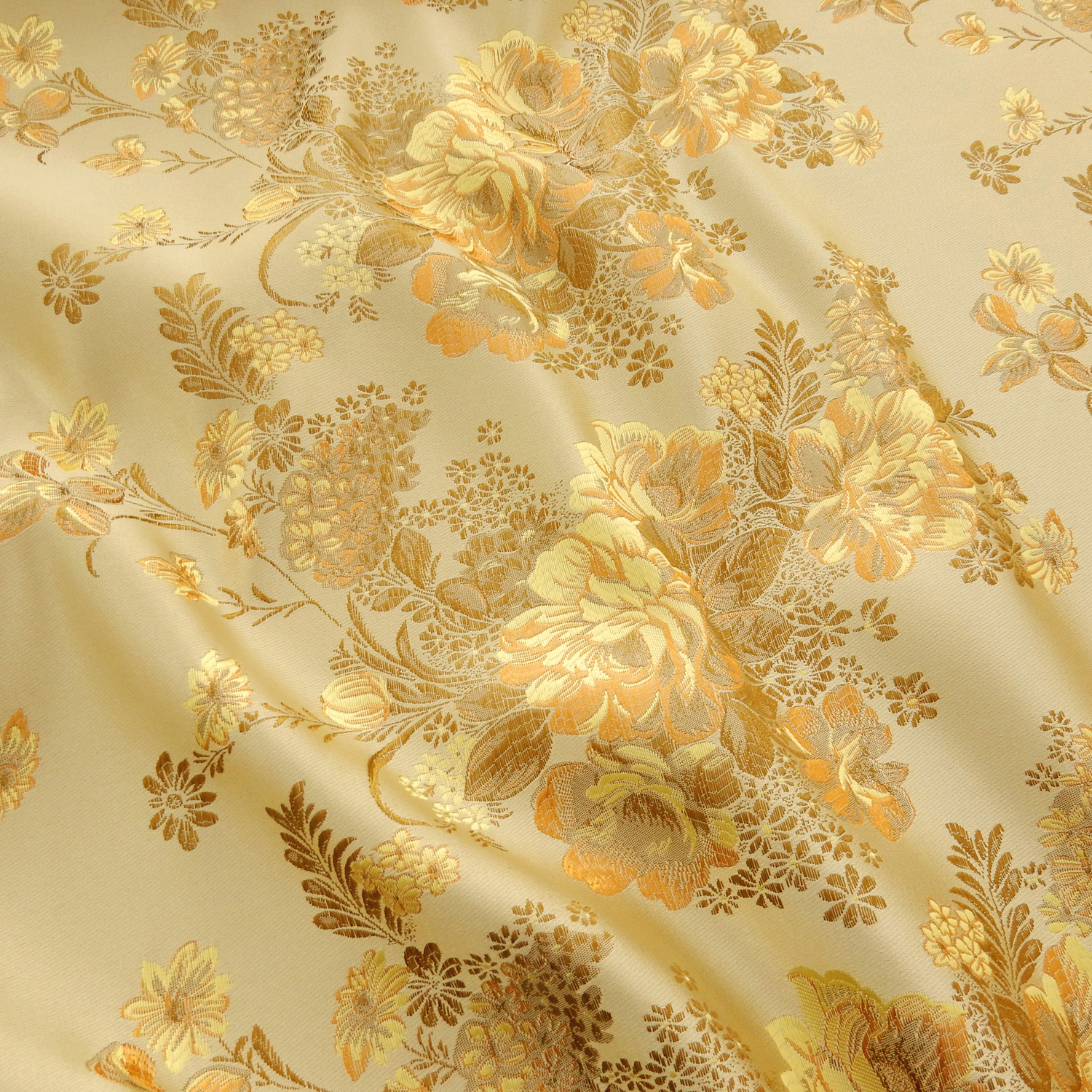 60" Chinese Brocade Fabric Vintage Floral Gold 35 yard bolt - Image 5