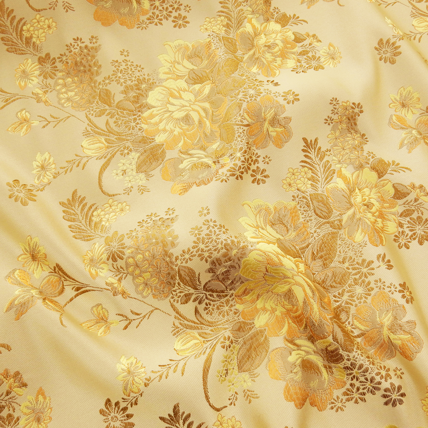 60" Chinese Brocade Fabric Vintage Floral Gold 35 yard bolt - Image 6